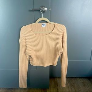 Princess Polly cropped scoop neck sweater in tan